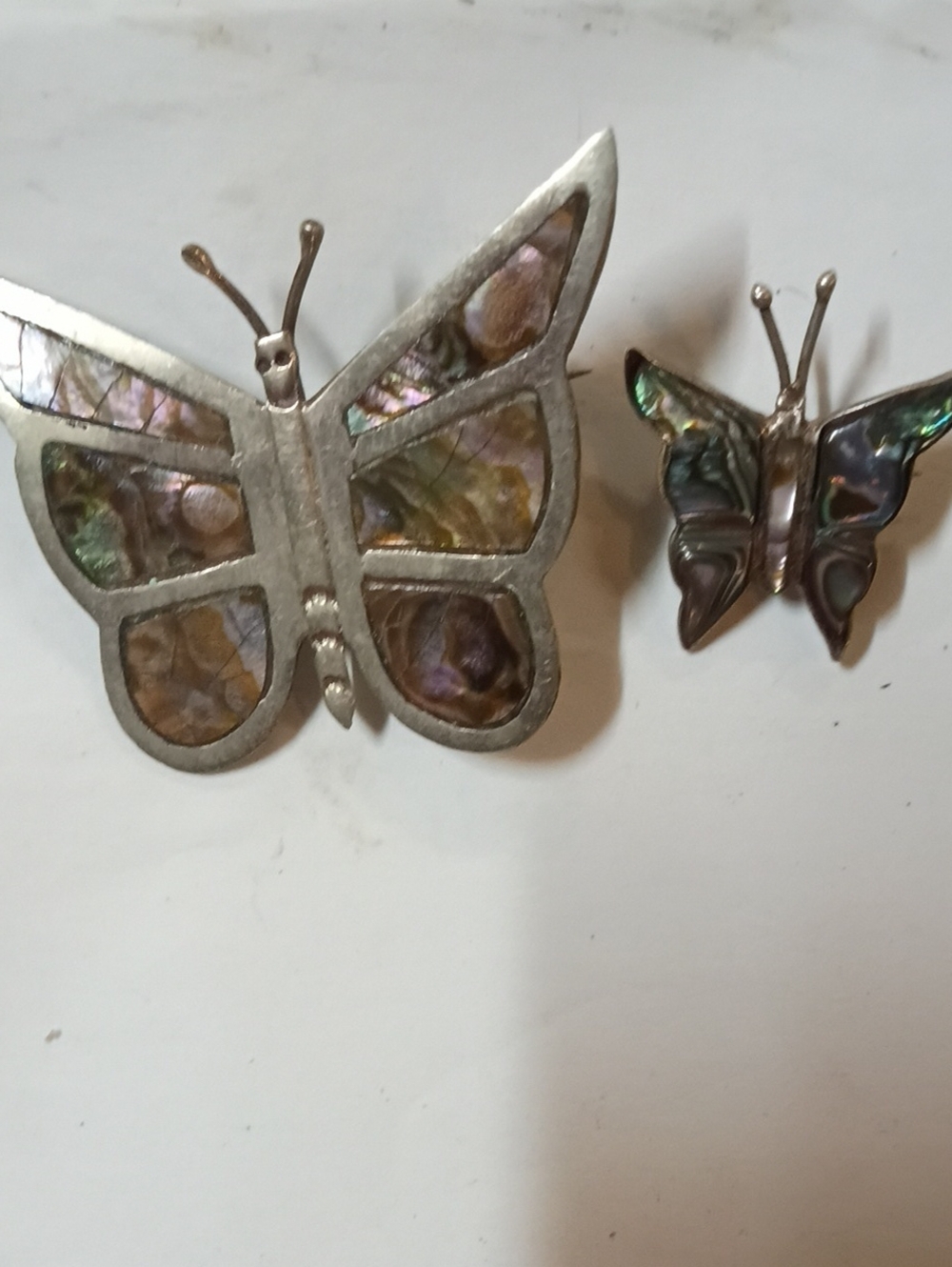 Iridescent Abalone Butterfly Brooches - Multi-Color Accent